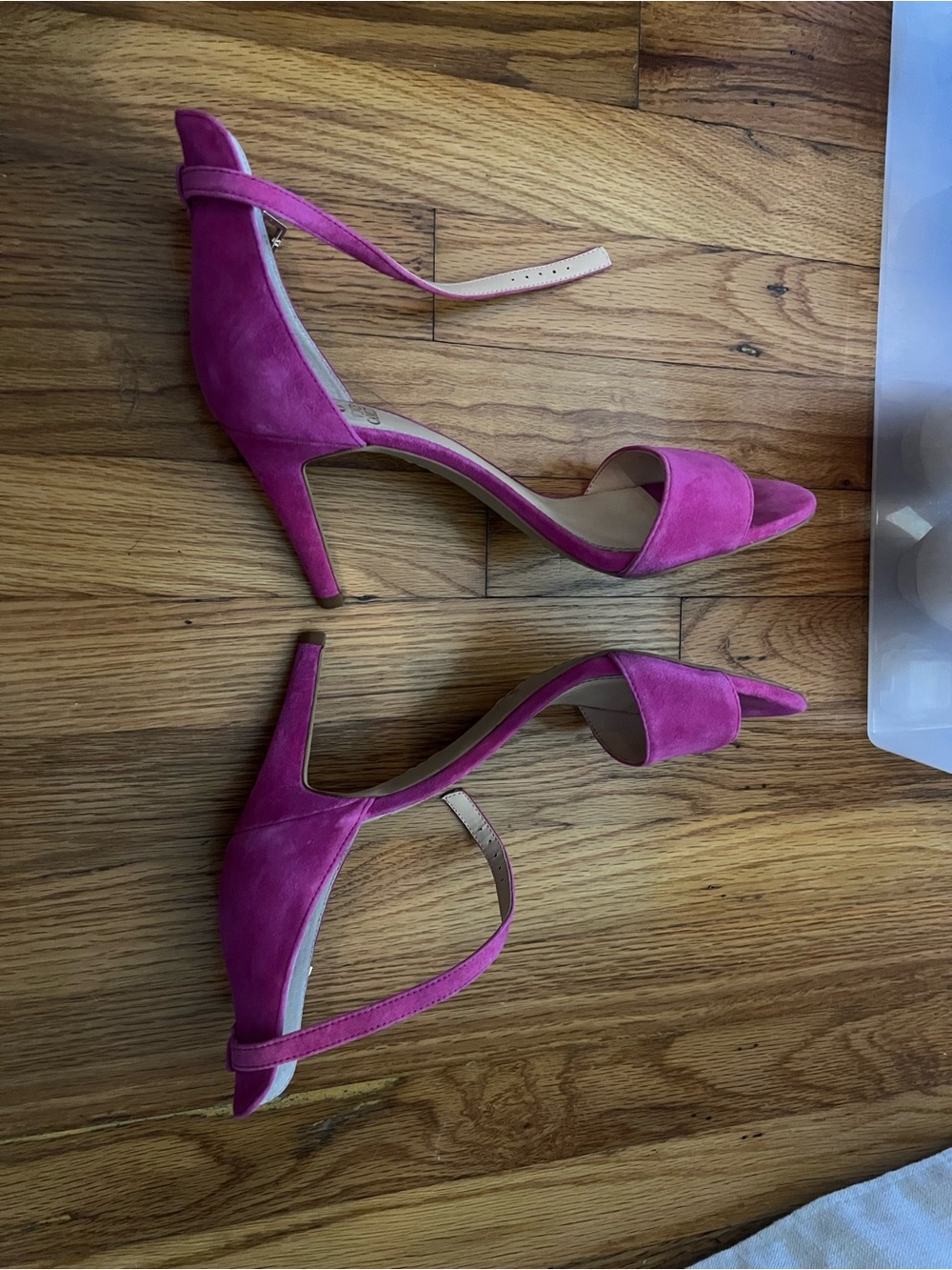 Vince Camuto Pink Suede Open-Toe Ankle-Strap Heels - Picture 3 of 5